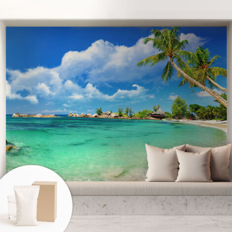 Tapete Vliestapete mit Kleber - Wanddekoration - Wandfolie - 3D Tapete Wand - Wohnungsdeko Tropisches Paradies 208x146 cm