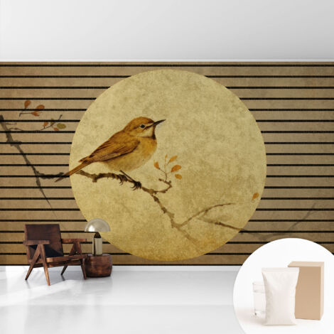 Tapete Vliestapete mit Kleber - Wanddekoration - Wandfolie - 3D Tapete Wand - Wohnungsdeko Vogelharmonie 416x254 cm