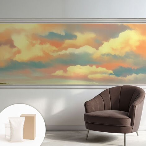 Tapete Vliestapete mit Kleber - Wanddekoration - Wandfolie - 3D Tapete Wand - Wohnungsdeko Wolkenhimmel 250x104 cm