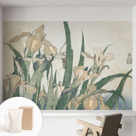 Tapete Vliestapete mit Kleber - Wanddekoration - Wandfolie - 3D Tapete Wand - Wohnungsdeko Zarte Iris 152x104 cm