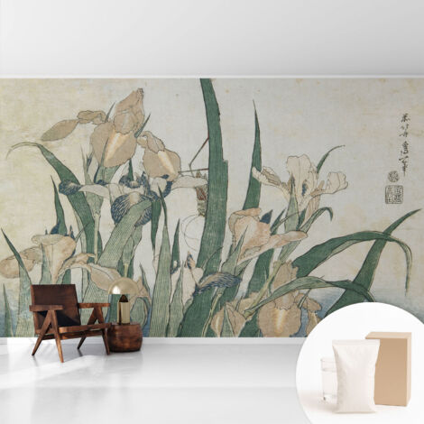 Tapete Vliestapete mit Kleber - Wanddekoration - Wandfolie - 3D Tapete Wand - Wohnungsdeko Zarte Iris 416x254 cm