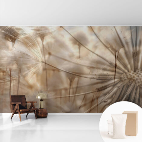 Tapete Vliestapete mit Kleber - Wanddekoration - Wandfolie - 3D Tapete Wand - Wohnungsdeko Zarte Pusteblumen 416x254 cm