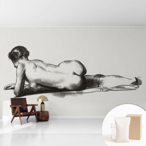 Tapete Vliestapete mit Kleber - Wanddekoration - Wandfolie - 3D Tapete Wand - Wohnungsdeko Zarter Akt 416x254 cm