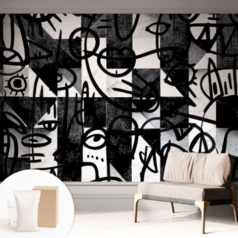 Tapete Vliestapete mit Kleber - Wanddekoration - Wandfolie - 3D Tapete Wand - Wohnungsdeko Zeichnerisches Chaos 312x219 cm