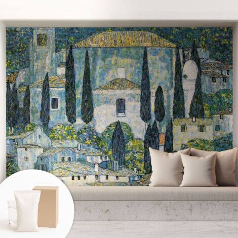 Tapete Vliestapete mit Kleber - Wanddekoration - Wandfolie - 3D Tapete Wand - Wohnungsdeko Zypressenhäuser 208x146 cm