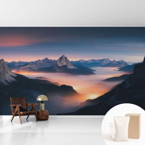 Tapete Vliestapete mit Kleber - Wanddekoration Wohnzimmer - Tapete Schlafzimmer Aufgehende Sonne 416x254 cm