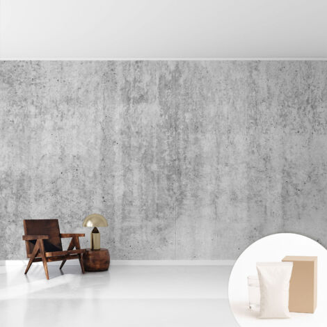 Tapete Vliestapete mit Kleber - Wanddekoration Wohnzimmer - Tapete Schlafzimmer Betonwand 416x254 cm