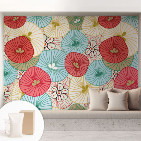 Tapete Vliestapete mit Kleber - Wanddekoration Wohnzimmer - Tapete Schlafzimmer Blumenmuster 208x146 cm