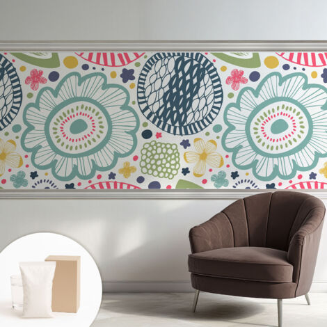 Tapete Vliestapete mit Kleber - Wanddekoration Wohnzimmer - Tapete Schlafzimmer Blumenmuster 250x104 cm
