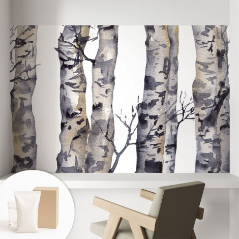Tapete Vliestapete mit Kleber - Wanddekoration Wohnzimmer - Tapete Schlafzimmer Eschenwald 104x70 cm