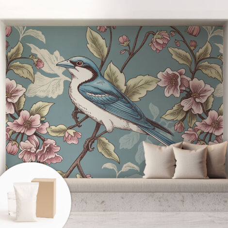 Tapete Vliestapete mit Kleber - Wanddekoration Wohnzimmer - Tapete Schlafzimmer Frühlingsharmonie 208x146 cm