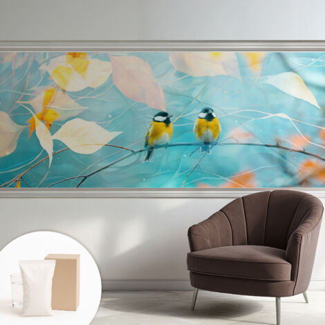 Tapete Vliestapete mit Kleber - Wanddekoration Wohnzimmer - Tapete Schlafzimmer Frühlingsvögel 250x104 cm