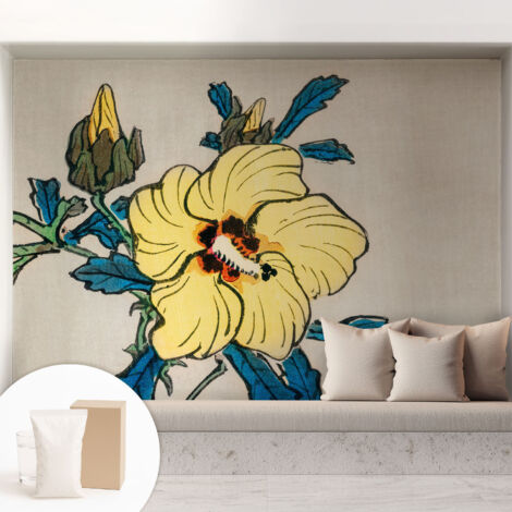 Tapete Vliestapete mit Kleber - Wanddekoration Wohnzimmer - Tapete Schlafzimmer Gelbe Blume 208x146 cm