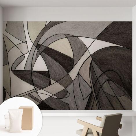 Tapete Vliestapete mit Kleber - Wanddekoration Wohnzimmer - Tapete Schlafzimmer Geometrische Abstraktion 152x104 cm