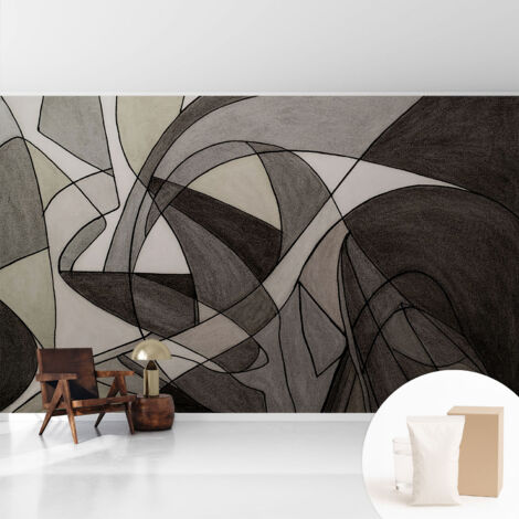 Tapete Vliestapete mit Kleber - Wanddekoration Wohnzimmer - Tapete Schlafzimmer Geometrische Abstraktion 416x254 cm