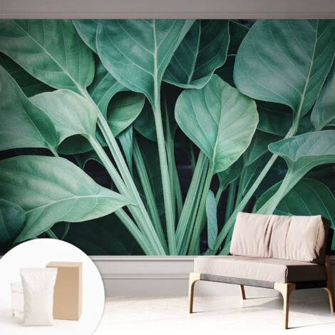 Tapete Vliestapete mit Kleber - Wanddekoration Wohnzimmer - Tapete Schlafzimmer Grüne Natur 312x219 cm