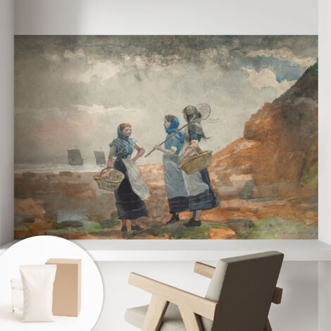 Tapete Vliestapete mit Kleber - Wanddekoration Wohnzimmer - Tapete Schlafzimmer Heitere Küste 104x70 cm