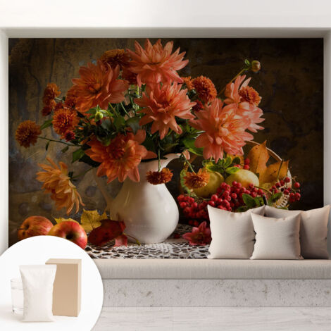 Tapete Vliestapete mit Kleber - Wanddekoration Wohnzimmer - Tapete Schlafzimmer Herbstkomposition 208x146 cm