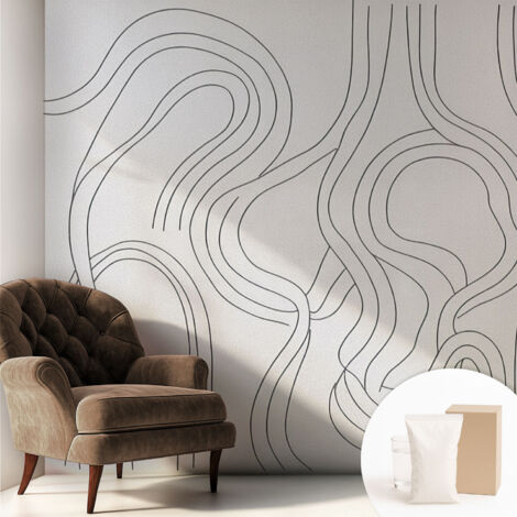 Tapete Vliestapete mit Kleber - Wanddekoration Wohnzimmer - Tapete Schlafzimmer Organische Linien 250x250 cm