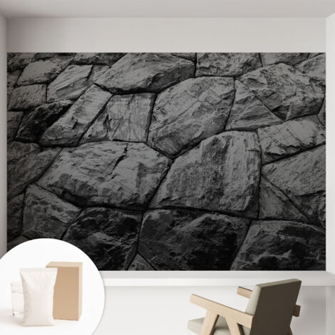 Tapete Vliestapete mit Kleber - Wanddekoration Wohnzimmer - Tapete Schlafzimmer Steinstrukturen 152x104 cm