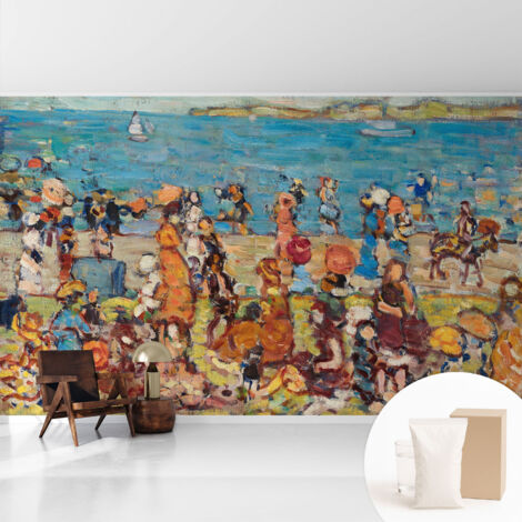 Tapete Vliestapete mit Kleber - Wanddekoration Wohnzimmer - Tapete Schlafzimmer Strandszene 416x254 cm