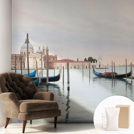 Tapete Vliestapete mit Kleber - Wanddekoration Wohnzimmer - Tapete Schlafzimmer Venezianische Kulisse 250x250 cm