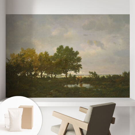 Tapete Vliestapete mit Kleber - Wanddekoration Wohnzimmer - Tapete Schlafzimmer Waldlandschaft 104x70 cm
