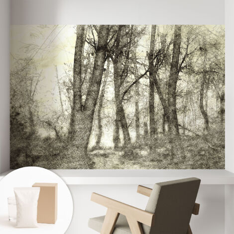 Tapete Vliestapete mit Kleber - Wanddekoration Wohnzimmer - Tapete Schlafzimmer Waldmelancholie 104x70 cm