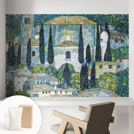 Tapete Vliestapete mit Kleber - Wanddekoration Wohnzimmer - Tapete Schlafzimmer Zypressenhäuser 104x70 cm
