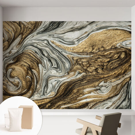 Tapete Vliestapete mit Kleber - Wandgestaltung - Tapete Wohnzimmer - Flur Eingangsbereich Abstrakte Wirbel 152x104 cm