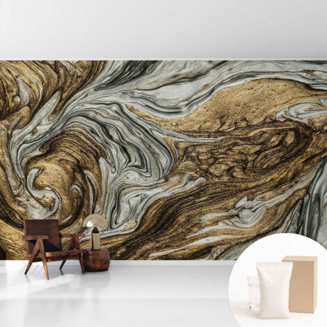 Tapete Vliestapete mit Kleber - Wandgestaltung - Tapete Wohnzimmer - Flur Eingangsbereich Abstrakte Wirbel 416x254 cm