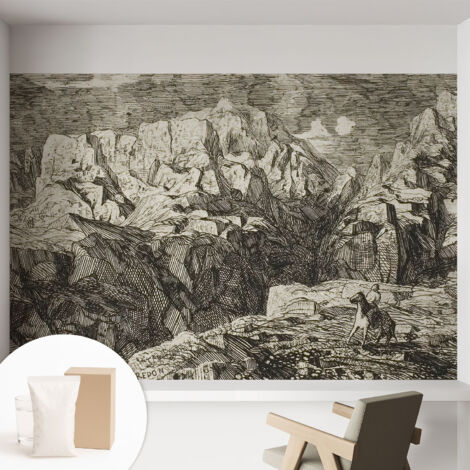 Tapete Vliestapete mit Kleber - Wandgestaltung - Tapete Wohnzimmer - Flur Eingangsbereich Berglandschaft 152x104 cm