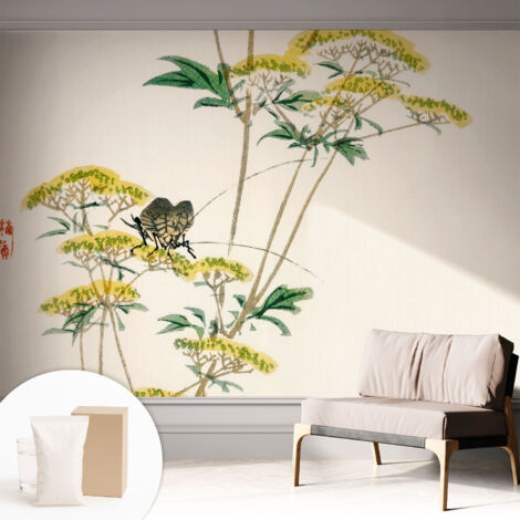 Tapete Vliestapete mit Kleber - Wandgestaltung - Tapete Wohnzimmer - Flur Eingangsbereich Blumen der Natur 312x219 cm