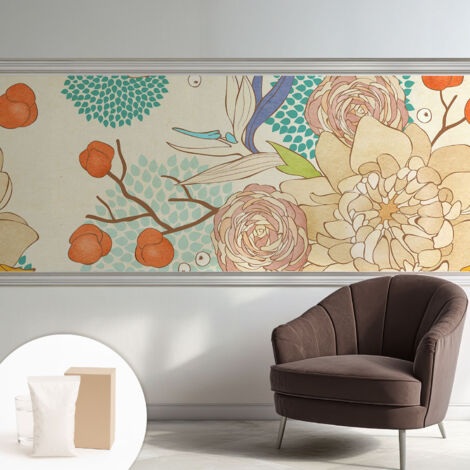 Tapete Vliestapete mit Kleber - Wandgestaltung - Tapete Wohnzimmer - Flur Eingangsbereich Blumige Fantasie 250x104 cm