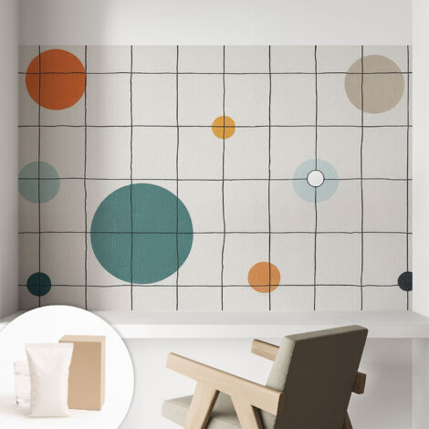 Tapete Vliestapete mit Kleber - Wandgestaltung - Tapete Wohnzimmer - Flur Eingangsbereich Bunte Kreise 104x70 cm