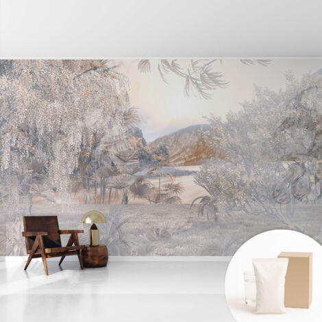 Tapete Vliestapete mit Kleber - Wandgestaltung - Tapete Wohnzimmer - Flur Eingangsbereich Die Subtilität der Natur 416x254 cm