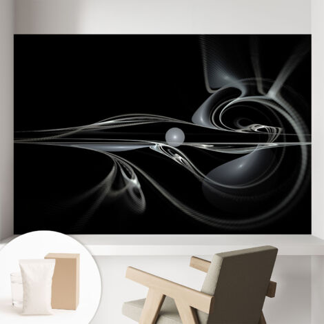 Tapete Vliestapete mit Kleber - Wandgestaltung - Tapete Wohnzimmer - Flur Eingangsbereich Fließende Linien 104x70 cm
