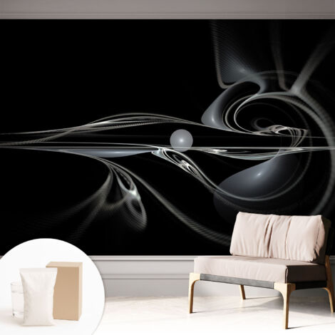 Tapete Vliestapete mit Kleber - Wandgestaltung - Tapete Wohnzimmer - Flur Eingangsbereich Fließende Linien 312x219 cm