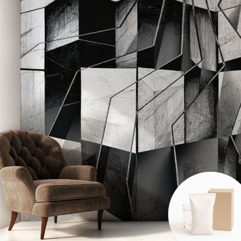 Tapete Vliestapete mit Kleber - Wandgestaltung - Tapete Wohnzimmer - Flur Eingangsbereich Geometrische Abstraktion 250x250 cm
