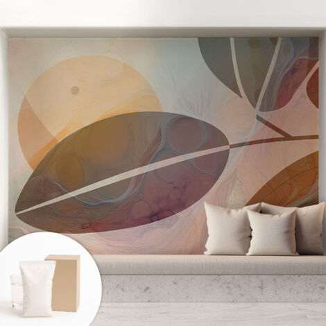 Tapete Vliestapete mit Kleber - Wandgestaltung - Tapete Wohnzimmer - Flur Eingangsbereich Harmonische Blätter 208x146 cm