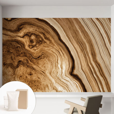 Tapete Vliestapete mit Kleber - Wandgestaltung - Tapete Wohnzimmer - Flur Eingangsbereich Holzmaserung 152x104 cm