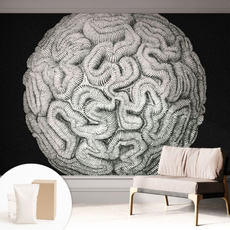 Tapete Vliestapete mit Kleber - Wandgestaltung - Tapete Wohnzimmer - Flur Eingangsbereich Kugelförmige Struktur 312x219 cm