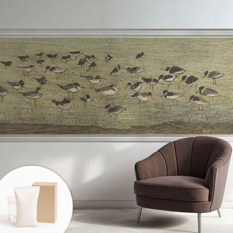 Tapete Vliestapete mit Kleber - Wandgestaltung - Tapete Wohnzimmer - Flur Eingangsbereich Vogelruhe 250x104 cm