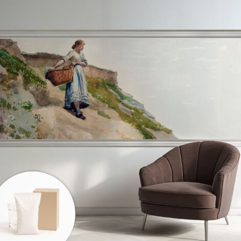 Tapete Vliestapete mit Kleber - Wandgestaltung - Tapete Wohnzimmer - Flur Eingangsbereich Weibliche Landschaft 250x104 cm