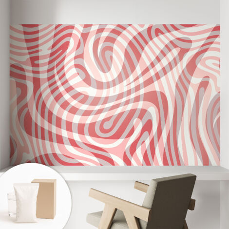 Tapete Vliestapete mit Kleber - Wandgestaltung - Tapete Wohnzimmer - Flur Eingangsbereich Wellenförmige Linien 104x70 cm