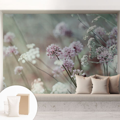 Tapete Vliestapete mit Kleber - Wandgestaltung - Tapete Wohnzimmer - Flur Eingangsbereich Wiesenblumen 208x146 cm
