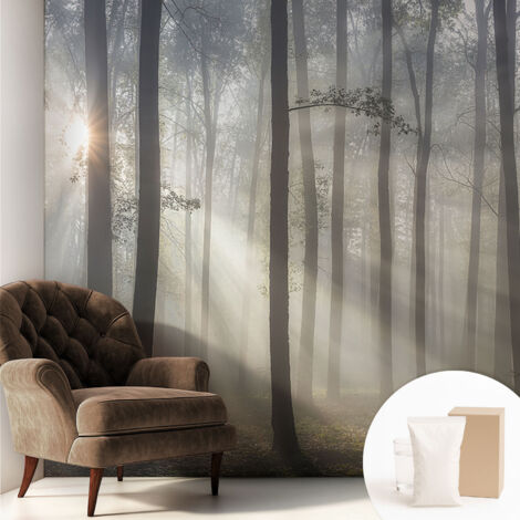 Tapete Vliestapete mit Kleber Wandtapete modern - Tapete mit Motiv - Tapete Schlafzimmer Ätherischer Wald 250x250 cm