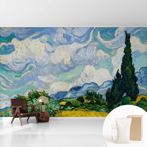 Tapete Vliestapete mit Kleber Wandtapete modern - Tapete mit Motiv - Tapete Schlafzimmer Ausdrucksstarke Wolken 416x254 cm
