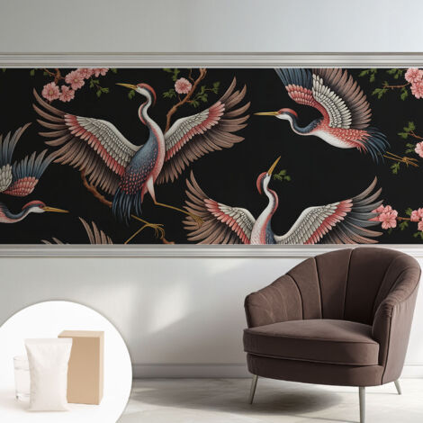 Tapete Vliestapete mit Kleber Wandtapete modern - Tapete mit Motiv - Tapete Schlafzimmer Blumenmuster 250x104 cm