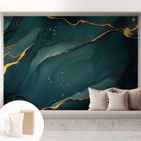 Tapete Vliestapete mit Kleber Wandtapete modern - Tapete mit Motiv - Tapete Schlafzimmer Dunkelblaue Abstraktion 208x146 cm